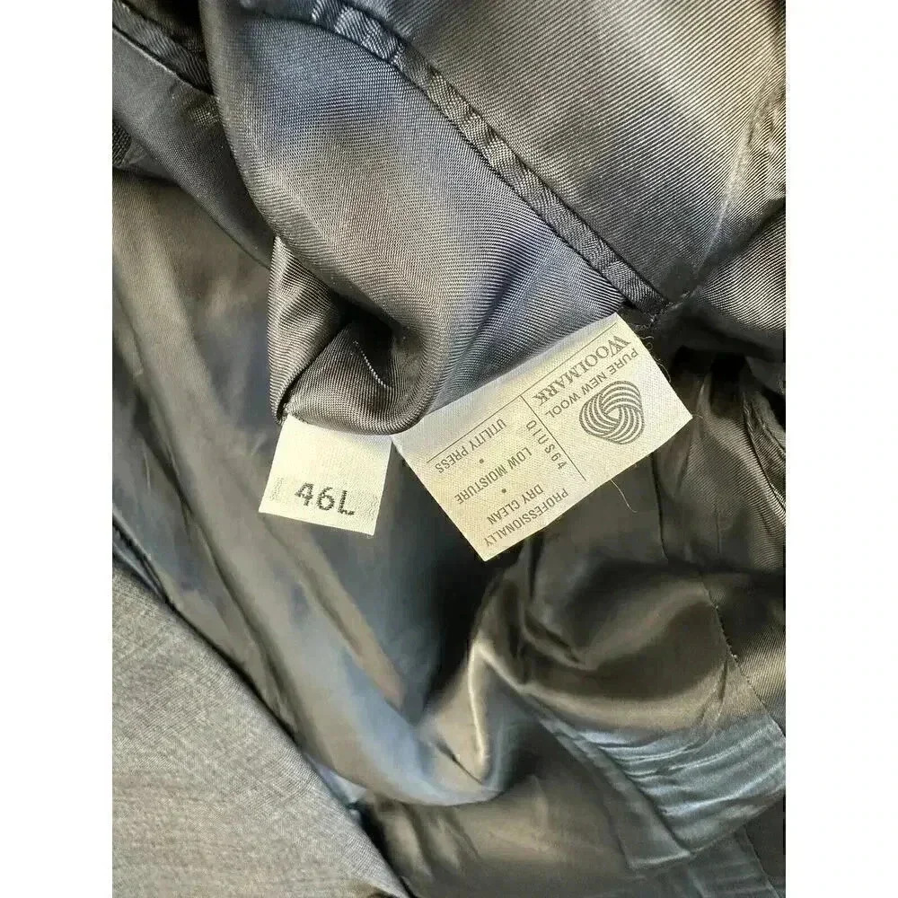 Hart Schaffner Marx Pure New Wool Woolmark Grey Plaid Blazer Jacket 46L - Picture 4 of 6